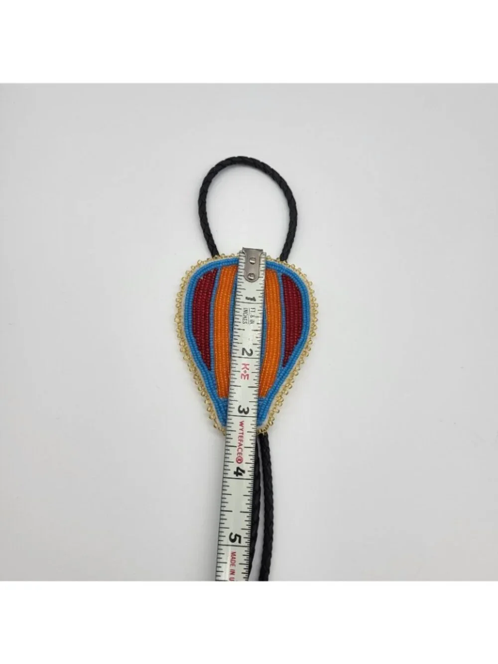 Vintage Native American Bolo Tie Hand Beaded Hot Air Balloon Frazier signed